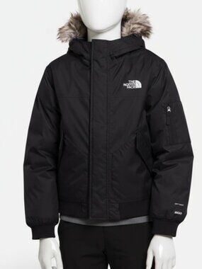 The North Face Kids Boys Black Faux-Fur Hooded Jacket Coat Size-XS(6)